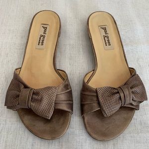 Paul Green Munchen /Bronze leather slides retro slippers Size US 6.5 UK4